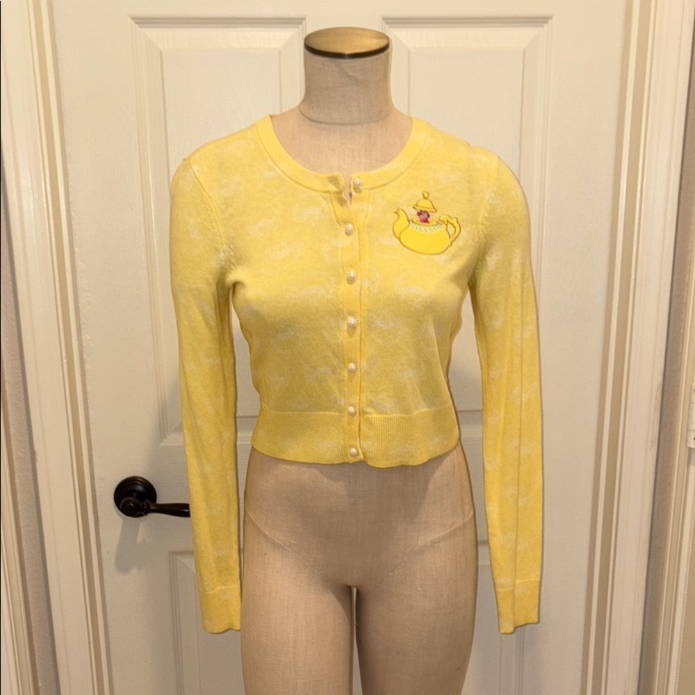 Disney The Dress Shop Yellow Tea Pot Cardigan Size S